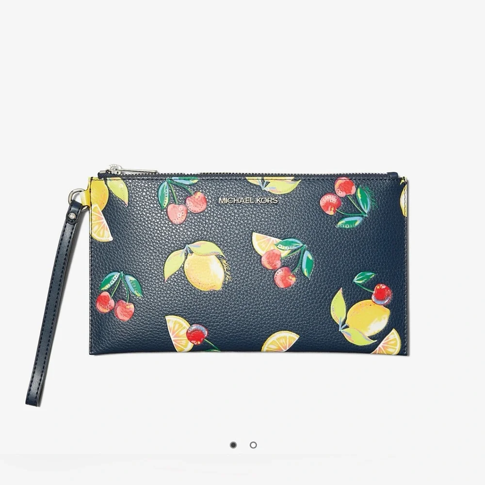 Michael Kors Jet Set Travel Large Sequined Fruit Print Wristlet - Picture 1 of 7